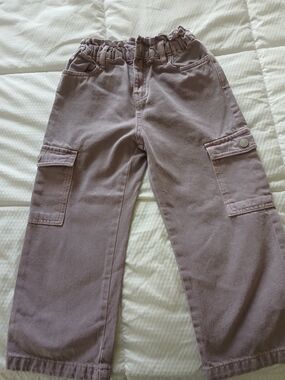 Zara Lilac Elastic-Waist Cargo Pants.size 4-5 Years